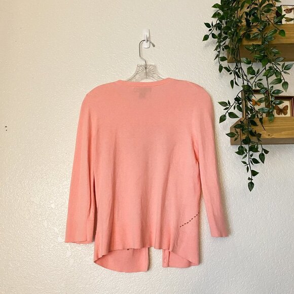 🦋 VINTAGE EXPRESS Pink Preppy Cardigan Size Medium Argyle Y2K Preppy Plaid - Picture 4 of 5